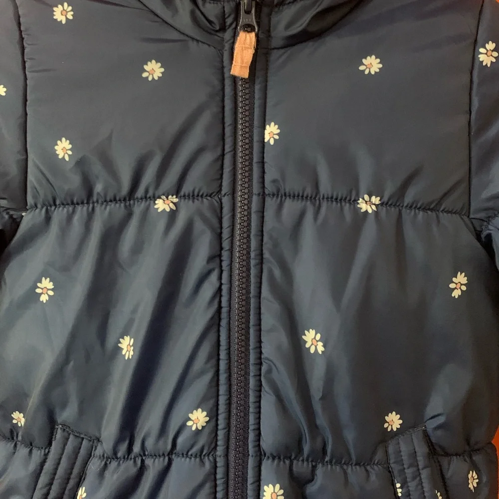 OshKosh B'gosh Dark Blue Jacket with Floral Accents Girl 5-6